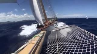 On board schooner Adix during the Antigua Classic regatta 2017