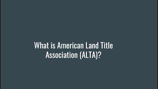 American Land Title Association (ALTA)