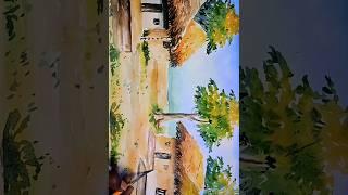 Watercolor painting beautiful village | watercolor landscape painting #artboyprasanta