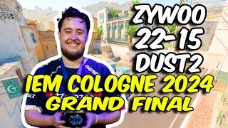 CS2 POV Vitality ZywOo (22/15) vs NAVI (Dust2) IEM Cologne 2024 Grand final