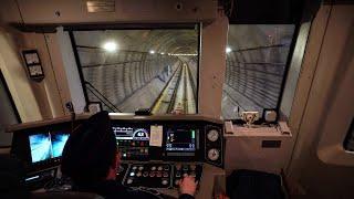 TRAIN DRIVER’S VIEW in Moscow metro. Large circle line