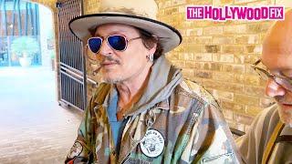 Johnny Depp's Jacket Sends Out A Strong Message While Signing Autographs For Fans In London, England