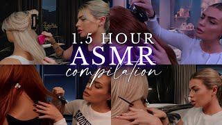 ASMR Hair Play Sleepover Compilation (roleplay  w/ hair brushing, scalp scratching, back tracing)