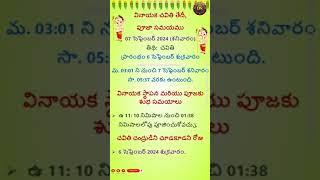 Vinayaka Chavithi Date and Timings 2024