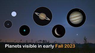 Planets visible in early Fall 2023.  Planets through a telescope!