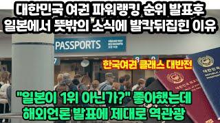 대한민국 여권 파워랭킹 순위 발표후 일본에서 뜻밖의 소식에 발칵뒤집힌 이유 "일본이 이겼다! 좋아했는데 해외언론 발표에 제대로 역관광"  - 트래블튜브