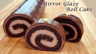 고급진 맛 초코롤케이크 / 글라사주 초콜릿 롤케이크 / How to make a mirror glaze chocolate cake