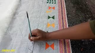 Warli Art fabric painting on saree / Easy fabric painting on saree