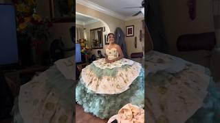 How many layers does it take to get your quinceañera dress on? #quinceañera #viral #quinceaneradress