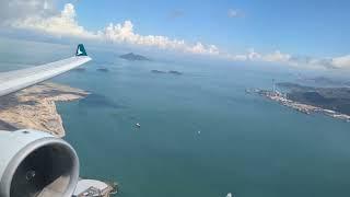 Cathay Pacific Airbus A330-342 taking off from Hong Kong