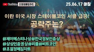 [초절정매집차트]#2025년6월17일#이란 미국 시장 스테이블코인 서클 급등! 공략주는?#제이에스티나상한가#한국정보인증상한가#상상인증권상한가#리플#비트코인#초절정매집차트