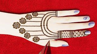 Amazing Easy Jewellery Mehndi Design for Back Hand-Simple Back Hand Mehendi Design