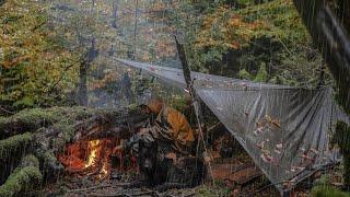 Can I SURVIVE Solo Camping in the Rain with NO TENT ?