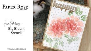 Paper Roses | Big Bloom Stencil | Using Inks to Color your Stencil! | Card Making Tutorial