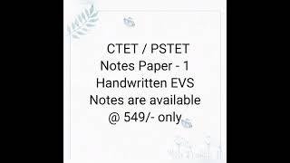 Pstet/ Ctet/ EVS handwritten notes in english