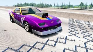 Massive Spike Strip Pileup Car Crashes #111 – BeamNG Drive | CrashBoomPunk