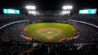 Oakland A's manager Mark Kotsay delivers remarks after last game at Coliseum