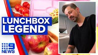 Dad becomes social media sensation on kid’s lunchboxes | 9 News Australia