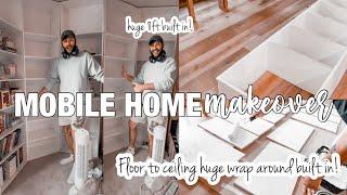 HE SURPRISED ME WITH A HUGE CUSTOM BUILT IN! Mobile home makeover! HUGE wrap around corner built in!