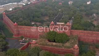 Red fort in Delhi, India, 4k aerial drone footage