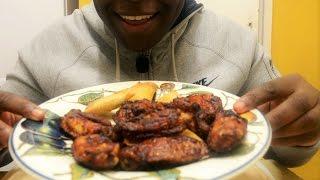 ASMR Eating Sounds: CHICKEN WINGS FEAST!