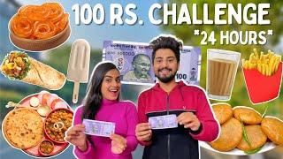 Living On 100 Rs For 24 HOURS *With My Girlfriend* | सस्ता Food Challenge *Couple Edition*