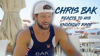 Chris Bak reacts to his Knockout race at the 2024 World Rowing Beach Sprint Finals