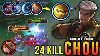 100% Unstoppable!! 24 Kills Chou Brutal Critical Damage!! - Build Top 1 Global Chou ~ MLBB