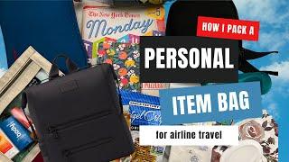 How to pack a personal item bag for underseat on an airplane with Amazon links!