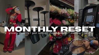 MONTHLY RESET: cleaning apartment, new piercings, goal setting, grocery shopping + more!