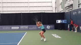 Kristina Novak In Action vs Fiona Crawley At Calgary's National Bank Tennis Open October 14, 2024