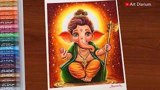 Ganesha Drawing with Oil Pastel Step-by-Step | Ganesha Chaturthi special