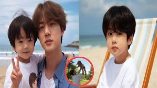 Bts news today!Favorite nephew, getting familiar with BTS's Jin ? It's very compact !?