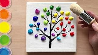 Easy 3-Step Rainbow Tree Painting in 5 Minutes! | Easy painting for beginners