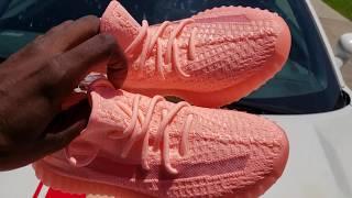 Glow Test & Review On Pink Glow Adidas Yeezy Boost 350 V2!!