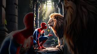 Spider man + Lion #mation #animals video#hybrid video#Aditya  editz AI