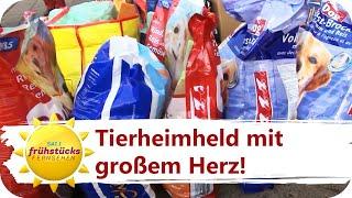 Ein ganzer LKW voll Spenden: Tierheim-Superheld sammelt Unmengen Futter! | SAT.1 Frühstücksfernsehen