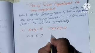 10th Class Maths New text 2024-25 || Pair of Linear Equations in two variables  Exercise - 3.1-4