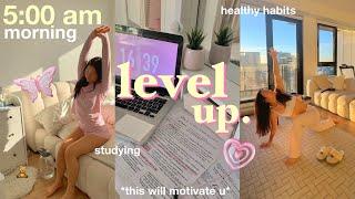 WAKING UP AT 5AM ‍️ 12+ hour study vlog, healthy habits, getting back on track, aesthetic vlog