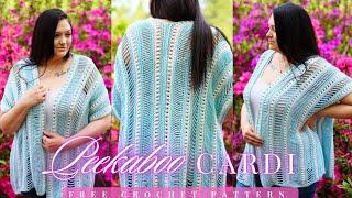 Peekaboo Cardi - FREE Crochet Sweater Pattern  (Size Inclusive XXS-7XL)