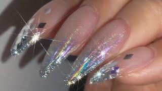 Korean nailsNew year's nail art Easy gradient nails / Gel extension / x nails at home / asmr