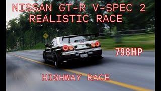 NISSAN SKYLINE GT-R  V-SPEC 2  REALISTIC RACE DRIVING / FORZA HORIZON 5 HIGHWAY RACE