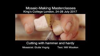 Mosaic making: cutting with hammer and hardy