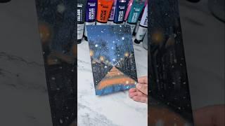 A walk in the snow ️ easy acrylic painting ideas for beginners