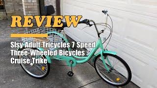 Slsy Adult Tricycles 7 Speed Three-Wheeled Bicycles Cruise Trike Review 2024