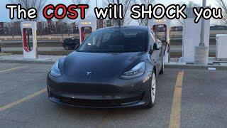 What it COSTS to SUPERCHARGE a TESLA | I CAN'T BELIEVE HOW MUCH IT COSTS!