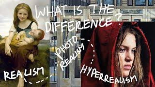 What's the difference between realism, photorealism and hyperrealism?
