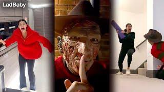 Scaring my wife with Freddy Krueger 