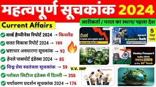 महत्वपूर्ण सूचकांक 2024 | Important Index 2024 Current Affairs | Mahatvpurn suchkank 2024