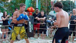 TRAMP vs MUAY THAI FIGHTER !!! Crazy Fight !!!